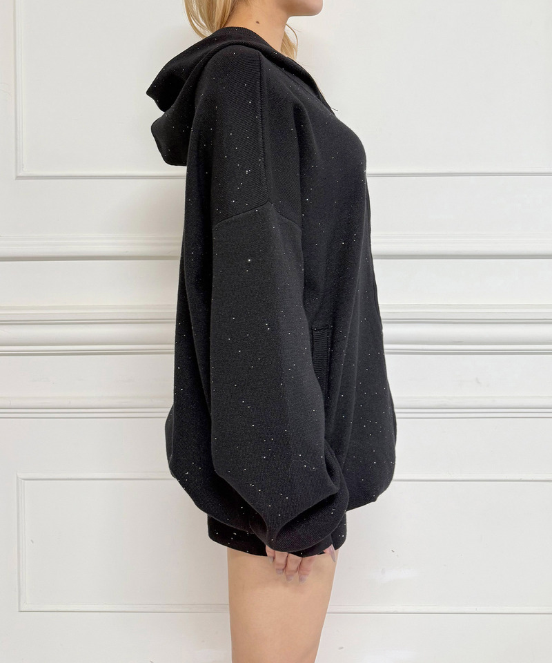 スパンコールニットパーカー 詳細画像 ブラック 2