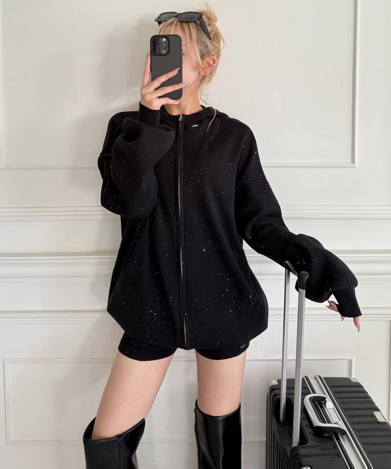 スパンコールニットパーカー 詳細画像 ブラック 5