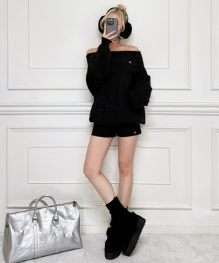 スパンコールニットショートパンツ