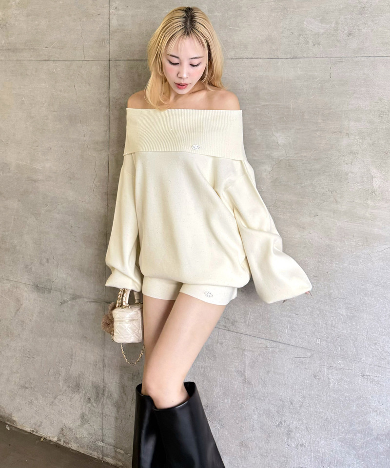 スパンコールニットショートパンツ 詳細画像 オフホワイト 2