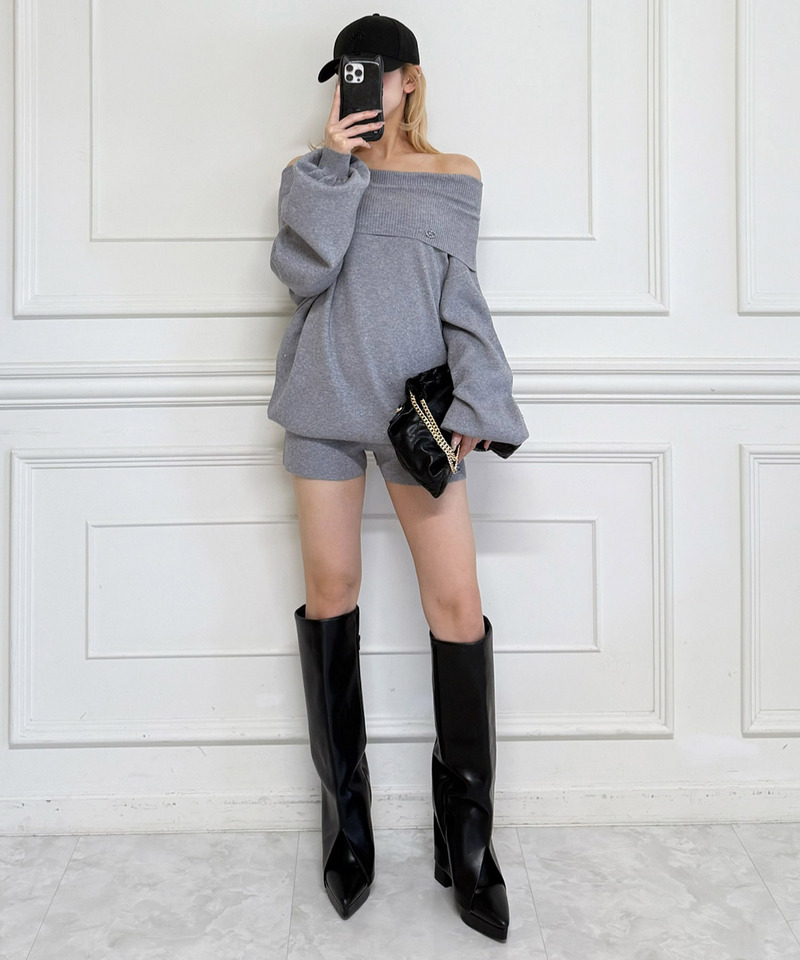 スパンコールニットショートパンツ 詳細画像 グレー 12