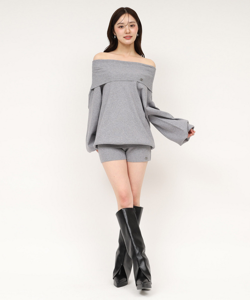 スパンコールニットショートパンツ 詳細画像 グレー 7