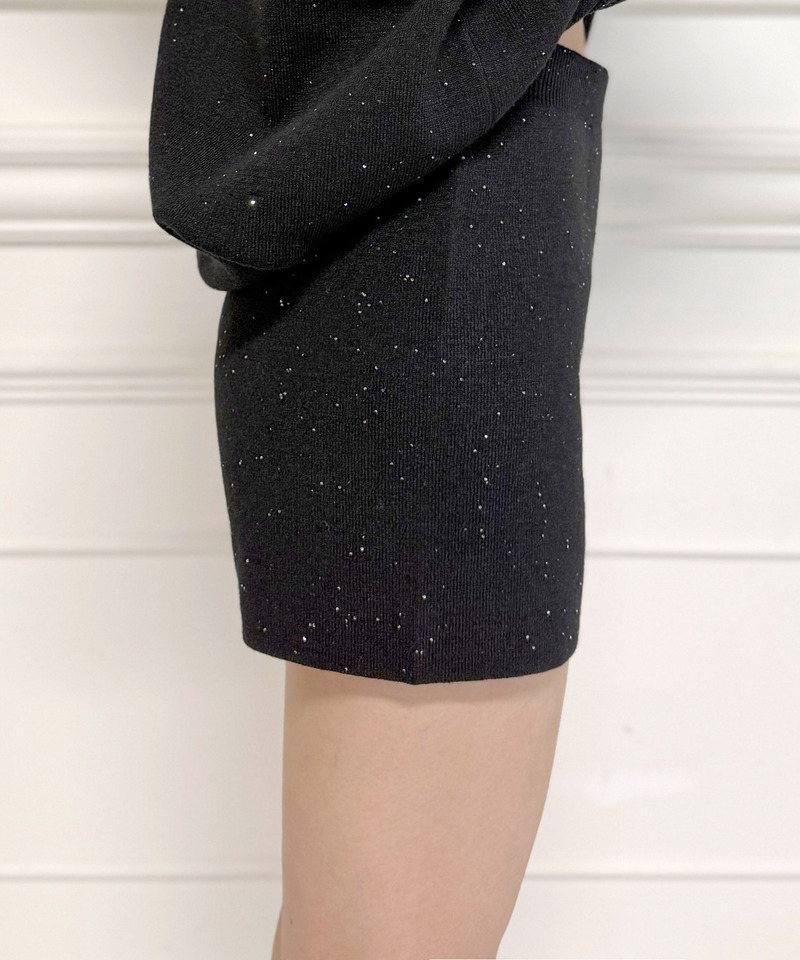スパンコールニットショートパンツ 詳細画像 ブラック 3