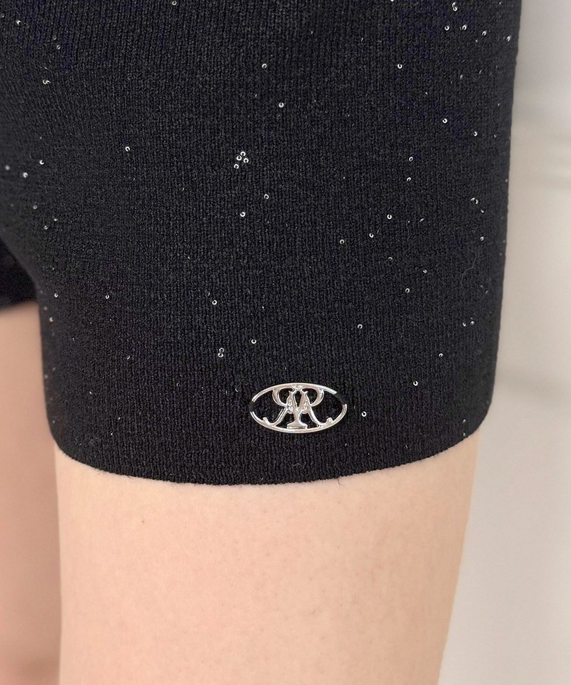 スパンコールニットショートパンツ 詳細画像 ブラック 5