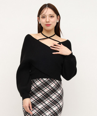 フロントカシュクールニットトップス