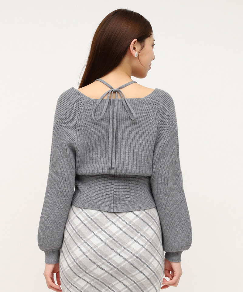 フロントカシュクールニットトップス 詳細画像 グレー 3