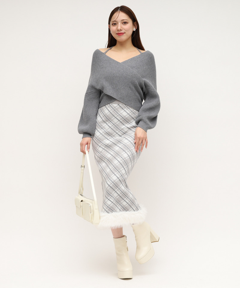 フロントカシュクールニットトップス 詳細画像 グレー 8