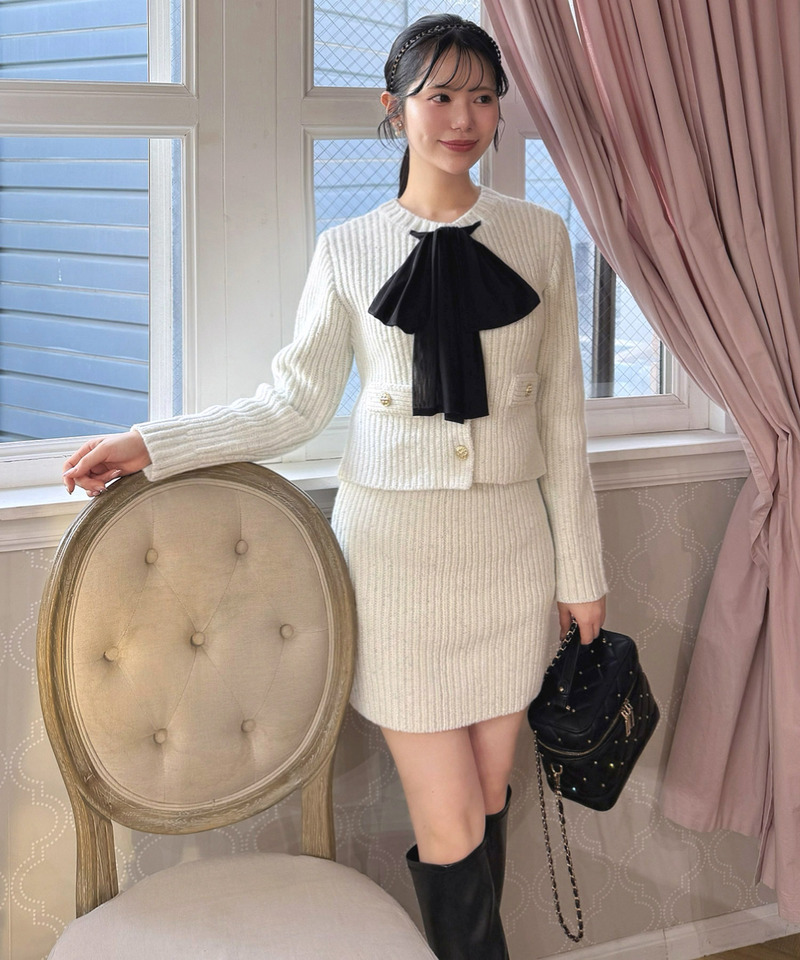 ラメニットミニスカート 詳細画像 オフホワイト 3