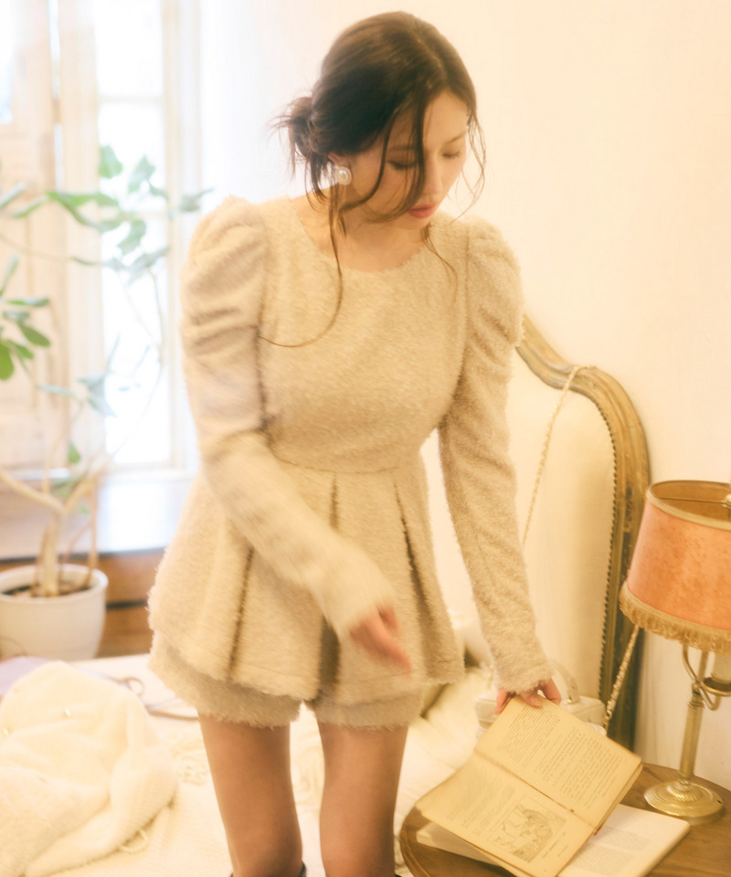 カールボア長袖ペプラムトップス 詳細画像 ベージュ 7