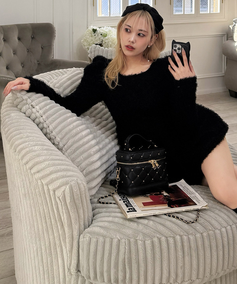 カールボア長袖ペプラムトップス 詳細画像 ブラック 4