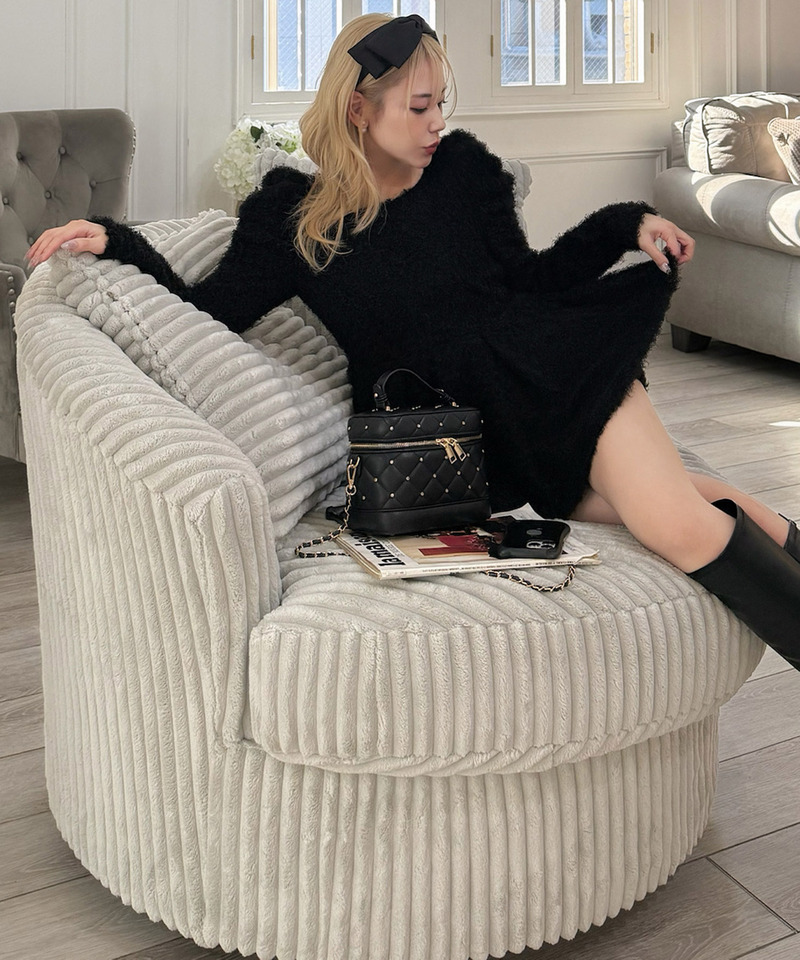 カールボア長袖ペプラムトップス 詳細画像 ブラック 5