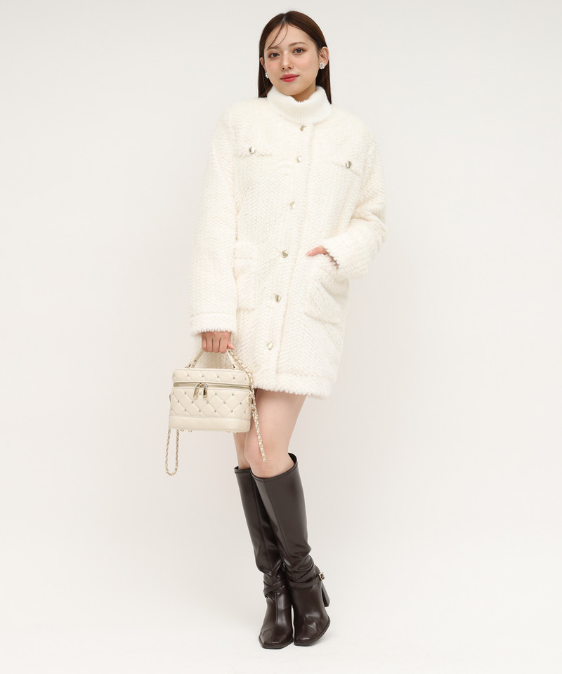 ファーミドルノーカラーコート 詳細画像 オフホワイト 10