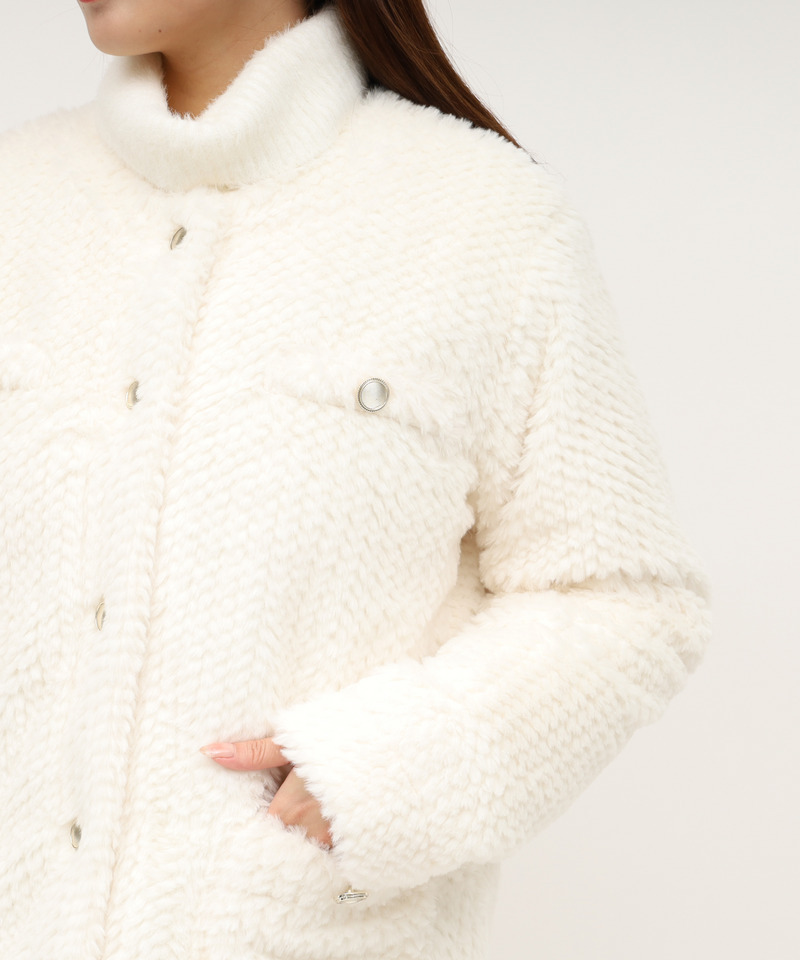 ファーミドルノーカラーコート 詳細画像 オフホワイト 6