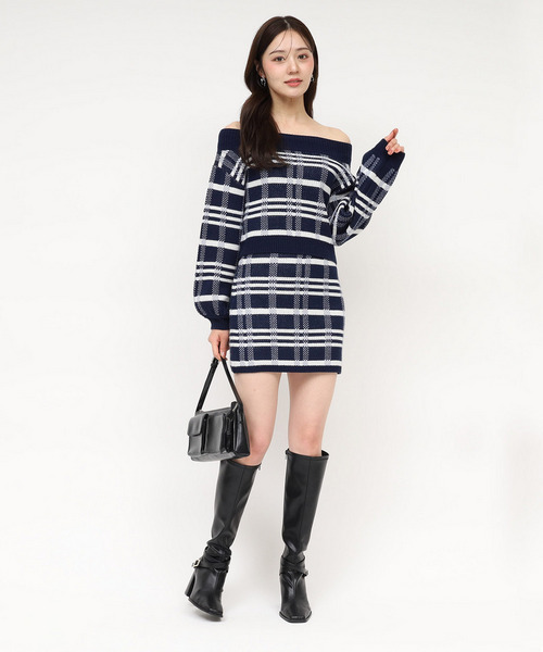 チェックジャガードニットミニセットアップ 詳細画像