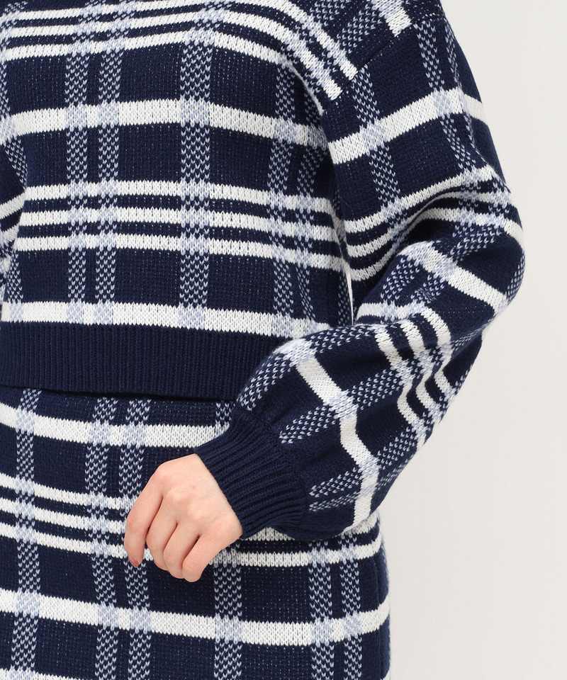 チェックジャガードニットミニセットアップ 詳細画像 ネイビー 5