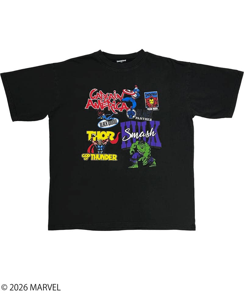 【MARVEL】アベンジャーズ/コミックアート/Tシャツ(PONEYCOMB TOKYO) 詳細画像 ブラック 1