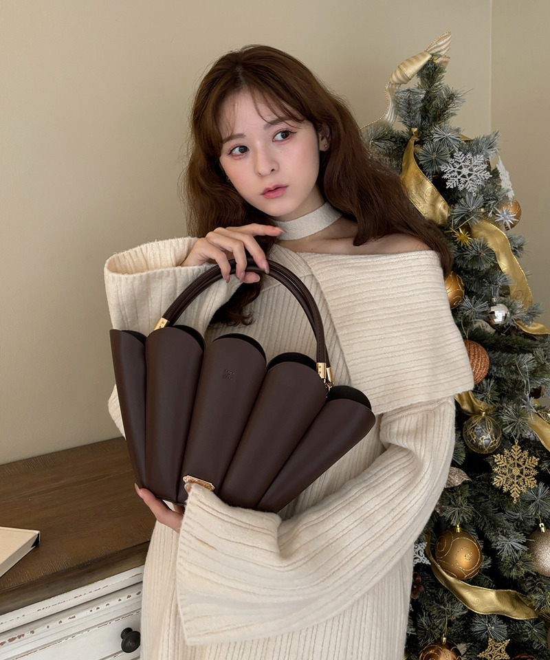 mytwilight マドレーヌ プリーツ バッグ 詳細画像 ダークブラウン 3