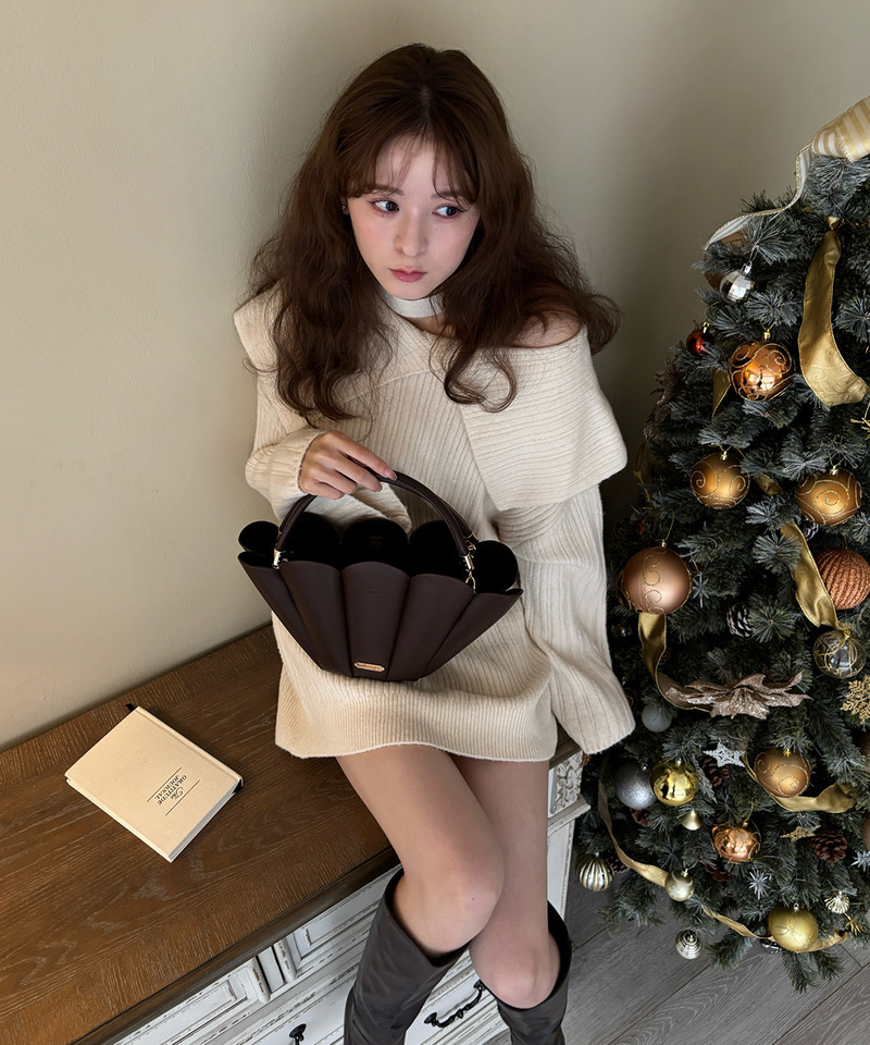 mytwilight マドレーヌ プリーツ バッグ 詳細画像 ダークブラウン 7