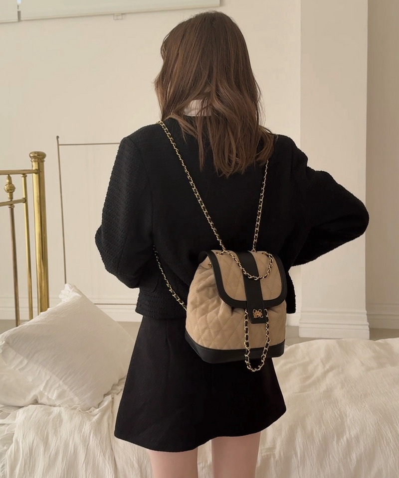 mytwilight キルティング チェーン リュック 詳細画像 ベージュ 15