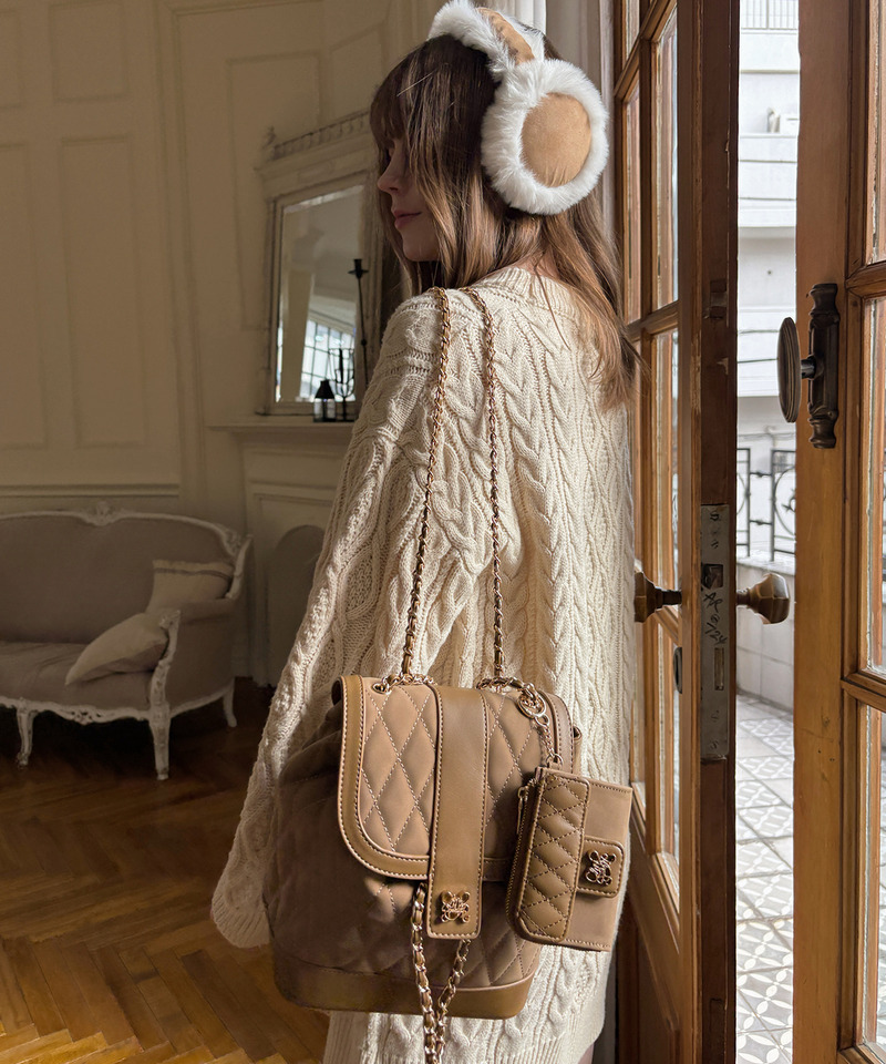 mytwilight キルティング チェーン リュック 詳細画像 キャメル 6