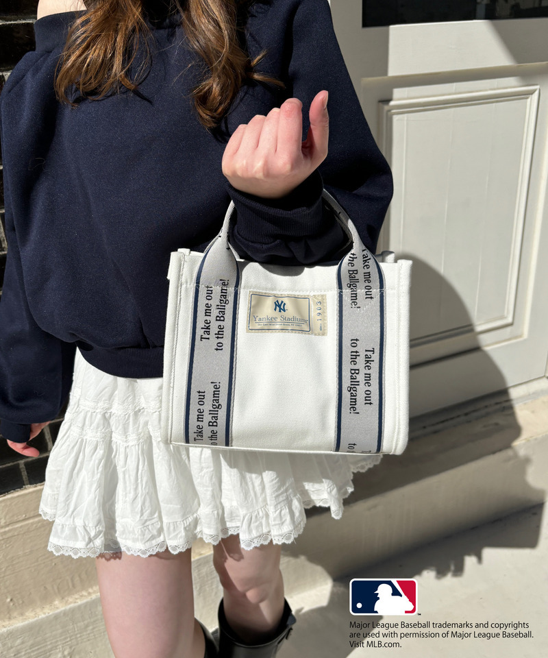 【MLB】テープロゴ ミニキャンバストートバッグ 詳細画像 ネイビー 1