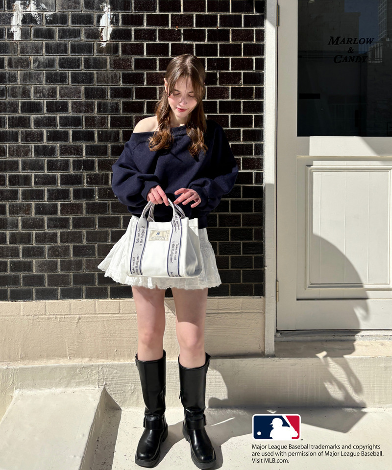 【MLB】テープロゴ ミニキャンバストートバッグ 詳細画像 ネイビー 5