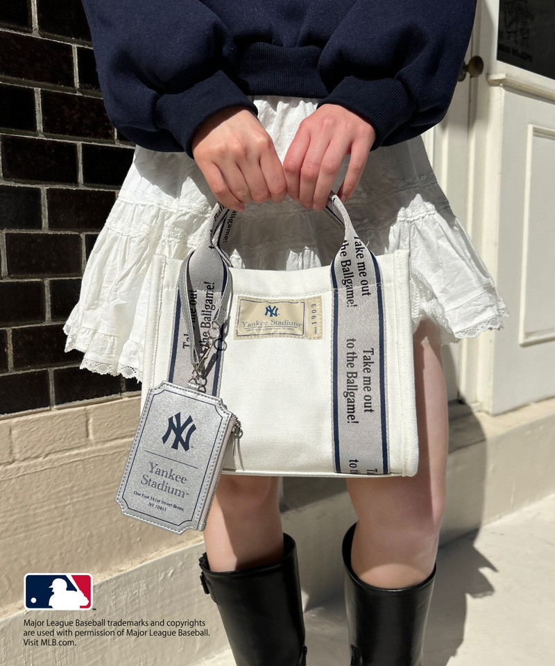【MLB】テープロゴ ミニキャンバストートバッグ 詳細画像 ネイビー 7