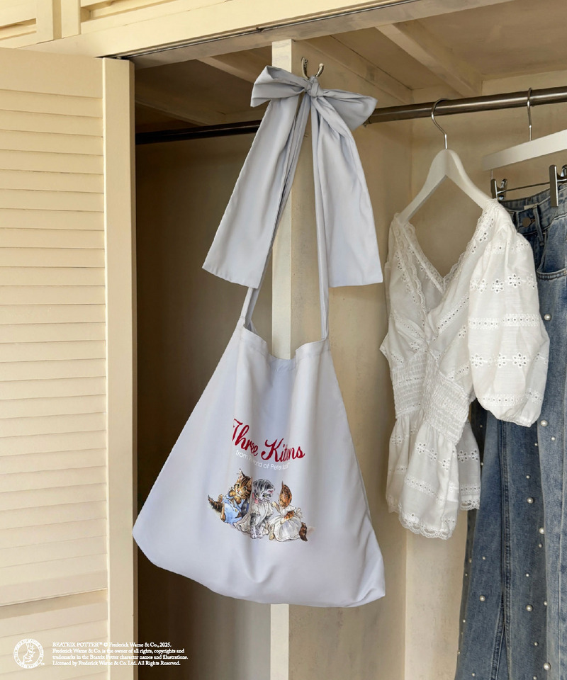 【Peter Rabbit】Three Kittens 肩リボントートバッグ 詳細画像 グレイッシュブルー 2