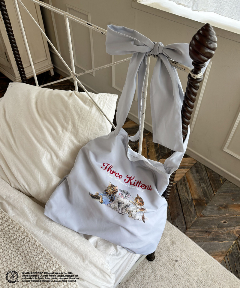 【Peter Rabbit】Three Kittens 肩リボントートバッグ 詳細画像 グレイッシュブルー 3