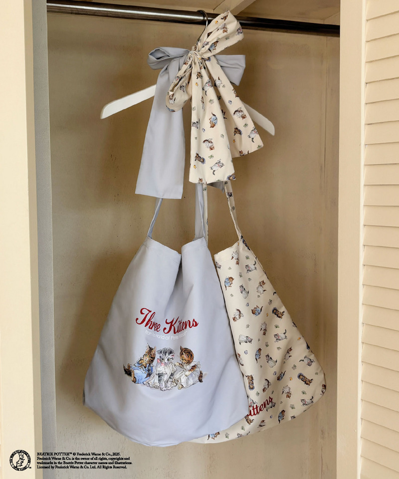 【Peter Rabbit】Three Kittens 肩リボントートバッグ 詳細画像 グレイッシュブルー 6