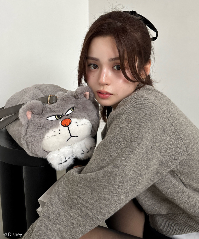 【Disney】シンデレラ/ルシファー/ぬいぐるみショルダーバッグ 詳細画像 グレー 15