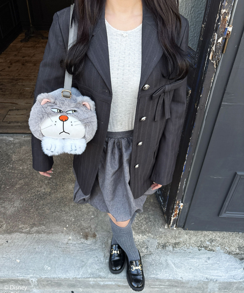 【Disney】シンデレラ/ルシファー/ぬいぐるみショルダーバッグ 詳細画像 グレー 18