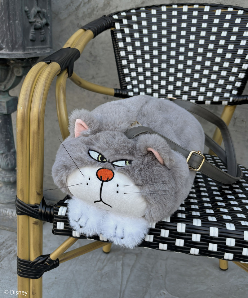 【Disney】シンデレラ/ルシファー/ぬいぐるみショルダーバッグ 詳細画像 グレー 2