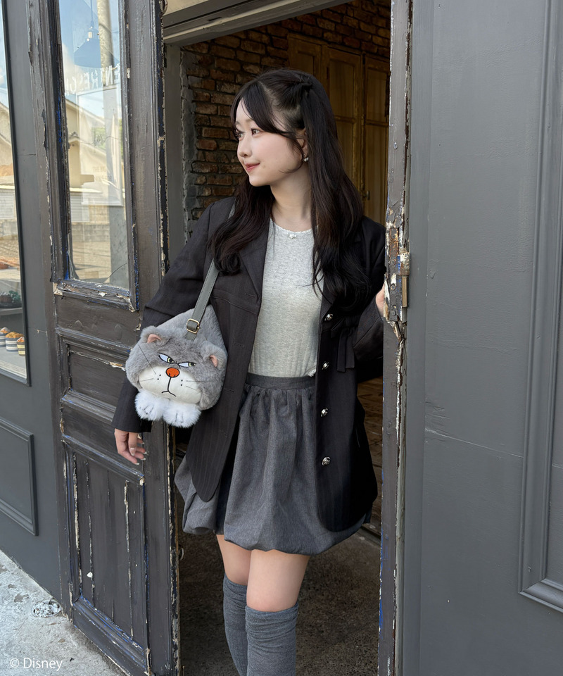 【Disney】シンデレラ/ルシファー/ぬいぐるみショルダーバッグ 詳細画像 グレー 20