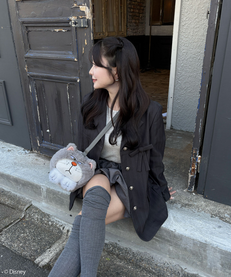 【Disney】シンデレラ/ルシファー/ぬいぐるみショルダーバッグ 詳細画像 グレー 21