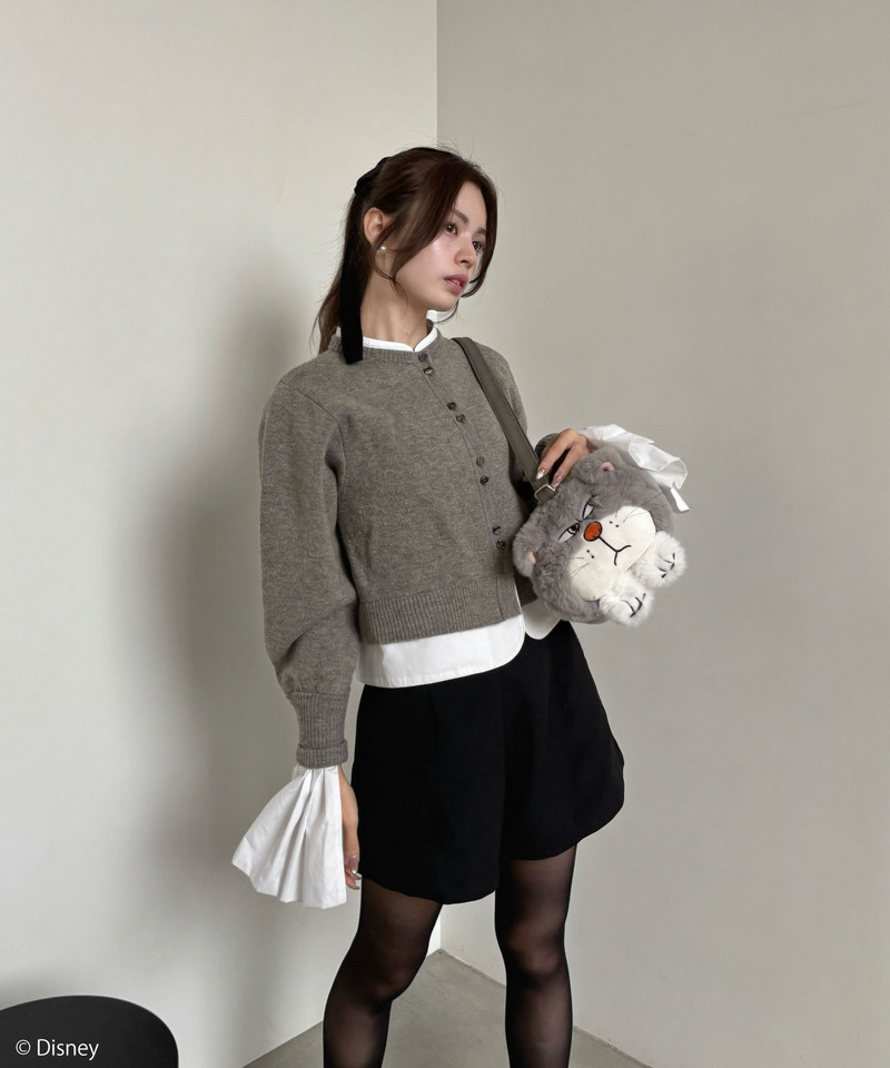 【Disney】シンデレラ/ルシファー/ぬいぐるみショルダーバッグ 詳細画像 グレー 4