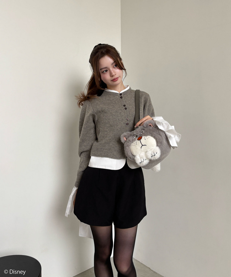 【Disney】シンデレラ/ルシファー/ぬいぐるみショルダーバッグ 詳細画像 グレー 5