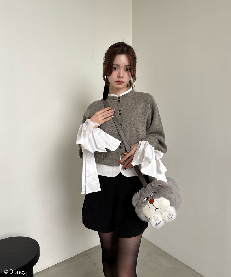 【Disney】シンデレラ/ルシファー/ぬいぐるみショルダーバッグ 詳細画像 グレー 8