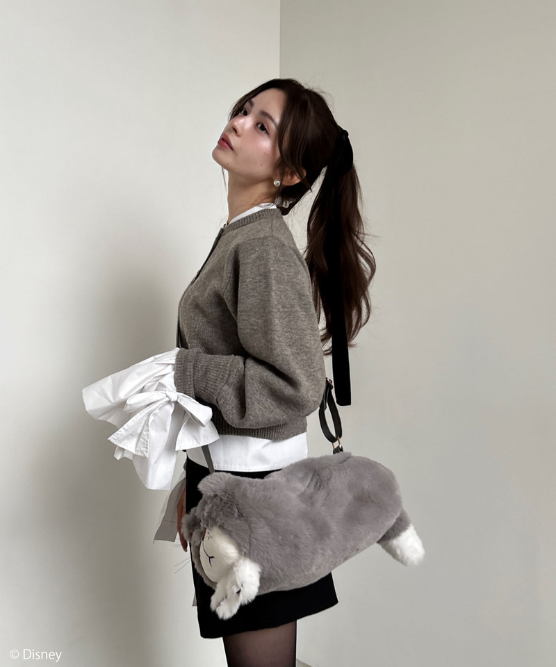 【Disney】シンデレラ/ルシファー/ぬいぐるみショルダーバッグ 詳細画像 グレー 9