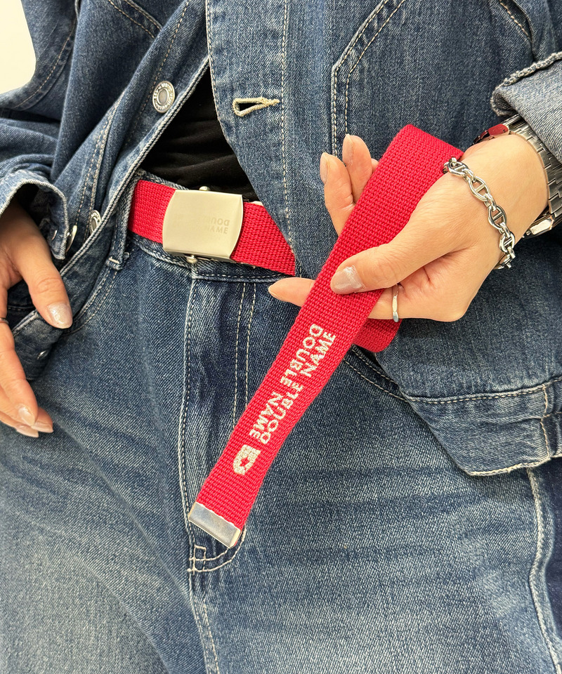 マットバックルロゴ刺しゅうガチャベルト 詳細画像 レッド 1