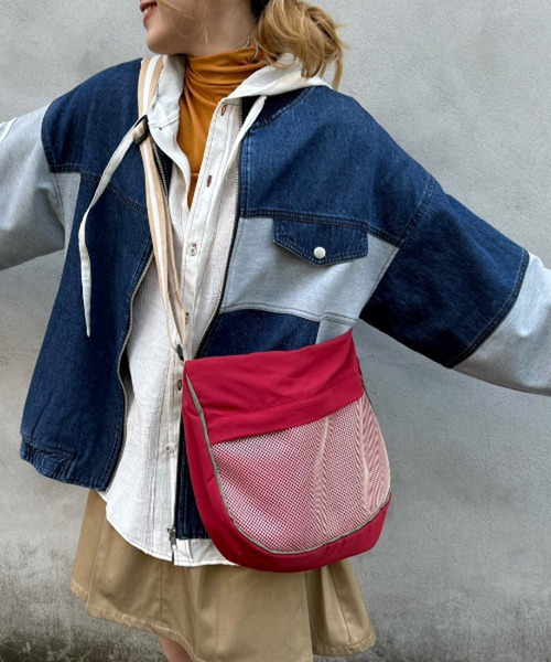 配色メッシュ切替ワンショルダーバッグ 詳細画像