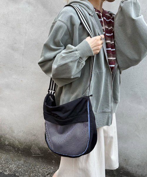 配色メッシュ切替ワンショルダーバッグ 詳細画像