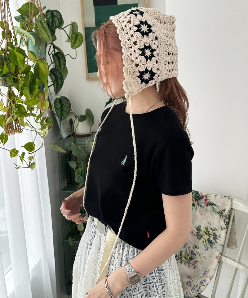 フラワークロッシェボンネット 詳細画像 ベージュ 5