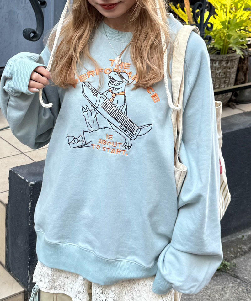 セッションしたい恐竜刺しゅうプルオーバー 詳細画像 ブルー 2