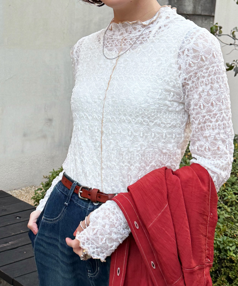 レースギャザーメローインナー 詳細画像 オフホワイト 1