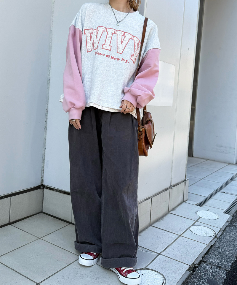 配色切替花柄ワッペンプルオーバー 詳細画像 ピンク 6