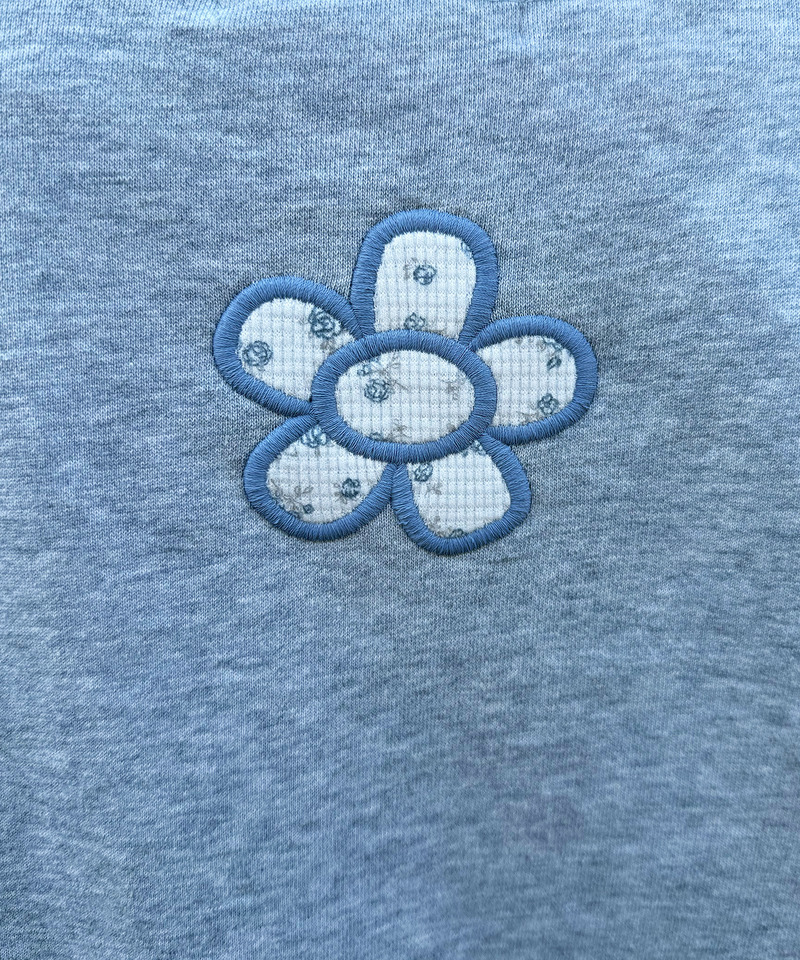配色切替花柄ワッペンプルオーバー 詳細画像 ブルー 4