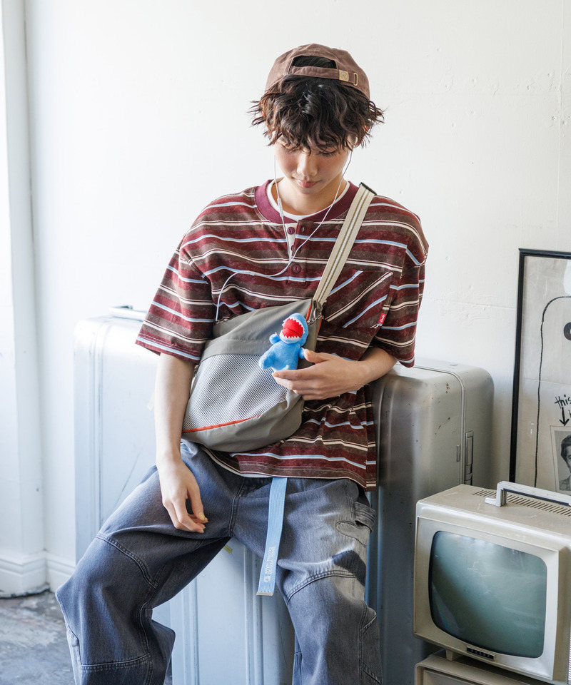 スプレー加工ボーダーヘンリープルオーバー 詳細画像 ボルドー 2