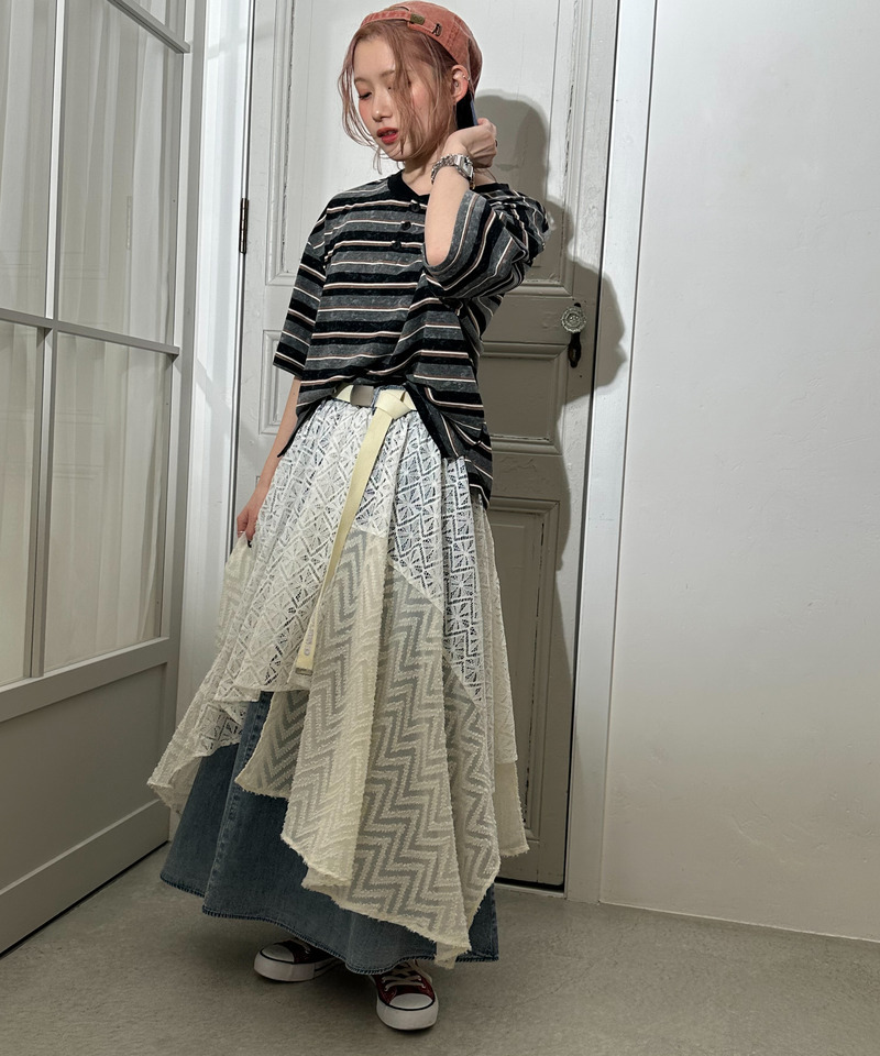 スプレー加工ボーダーヘンリープルオーバー 詳細画像 ブラック 4