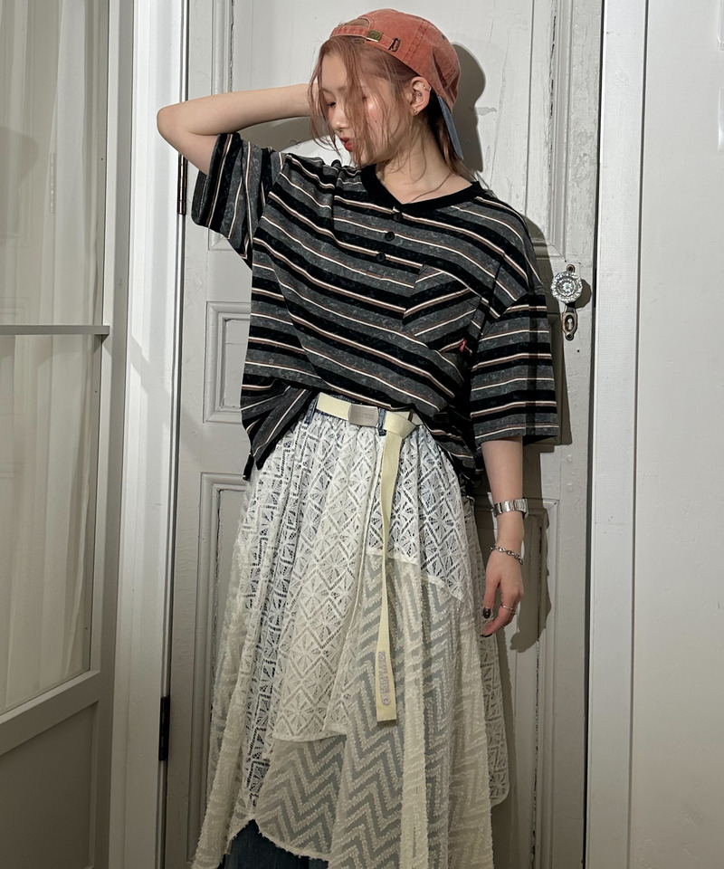 スプレー加工ボーダーヘンリープルオーバー 詳細画像 ブラック 5